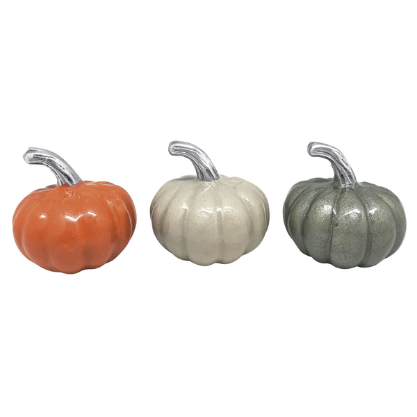 Load image into Gallery viewer, Mariposa Pumpkin Napkin Weight Set Orange, Cream, Silver
