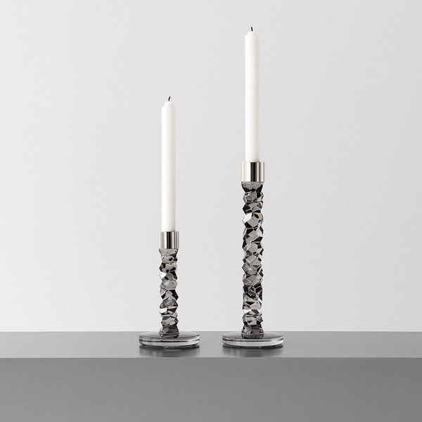 Load image into Gallery viewer, Orrefors Carat Candlestick Graphite Medium - Set of 2
