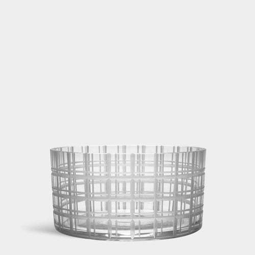 Orrefors Cut In Number Checkered Bowl Small