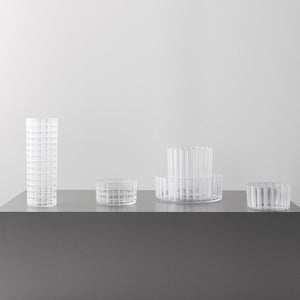 Orrefors Cut In Number Checkered Bowl Small