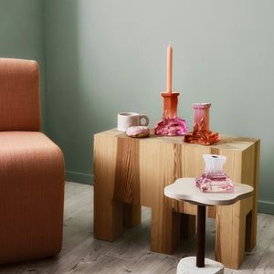 Kosta Boda Rocky Baroque Candlestick Spicy Rose Small