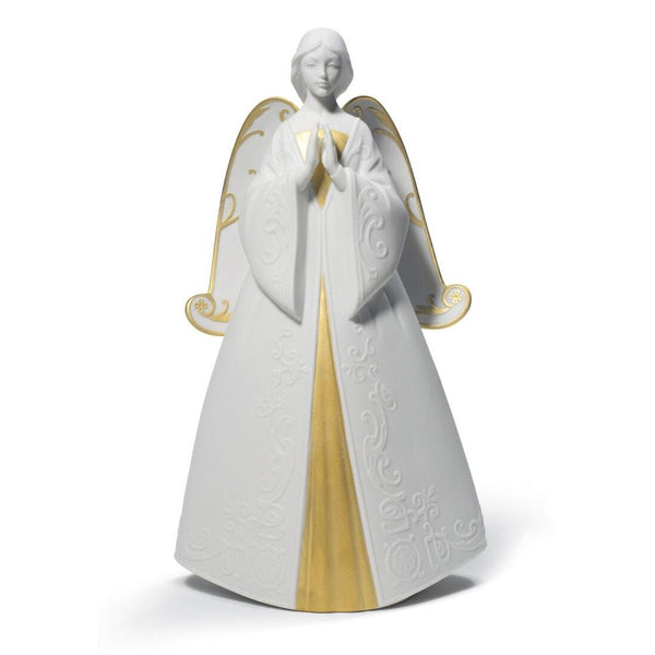 Load image into Gallery viewer, Lladro Praying Cantata Angel Christmas Ornament - Golden Lustre
