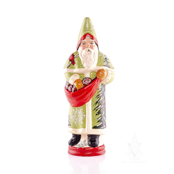 Load image into Gallery viewer, Vaillancourt Folk Art - Woodland Father Christmas with Cardinals - Chalkware Figurine
