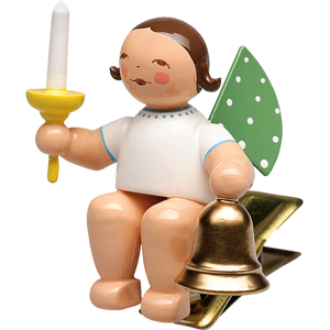 Wendt & Kuhn Angel with Bell and Candle, on Clip Figurine