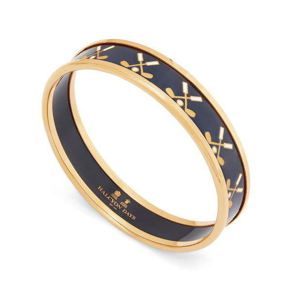 Load image into Gallery viewer, Halcyon Days Golf Club Navy &amp; Gold Enamel Bangle
