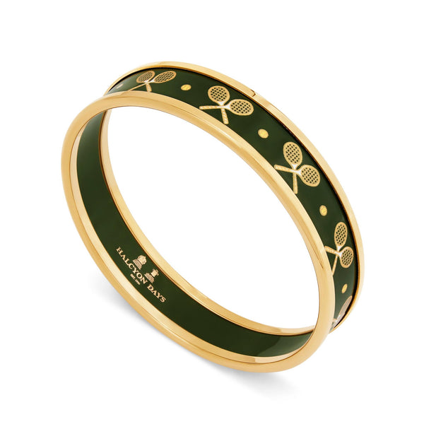 Load image into Gallery viewer, Halcyon Days Tennis Green &amp; Gold Bangle
