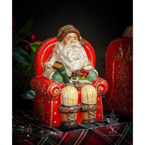 Vaillancourt Folk Art - Santa On His Red Throne - Chalkware Figurine