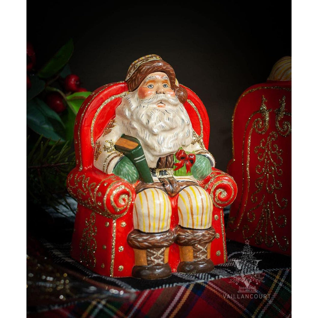 Vaillancourt Folk Art - Santa On His Red Throne - Chalkware Figurine
