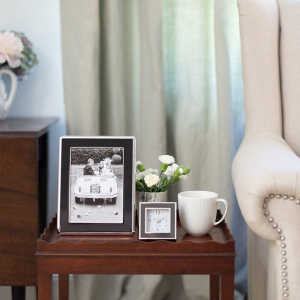 Load image into Gallery viewer, Addison Ross Taupe Enamel Square Alarm Clock

