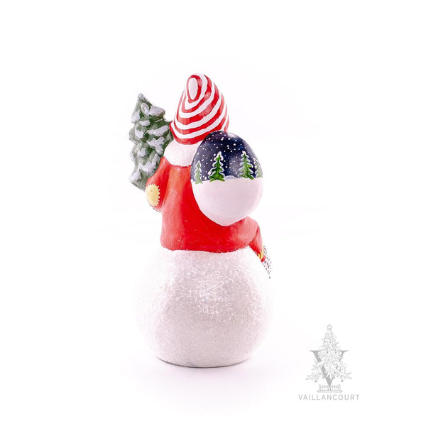 Load image into Gallery viewer, Vaillancourt Folk Art - Traditional Red Coat Santa on Snowball - Chalkware Figurine
