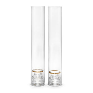 AERIN Sancia Taper Holder with Sleeve, Gold Rim, Set of 2
