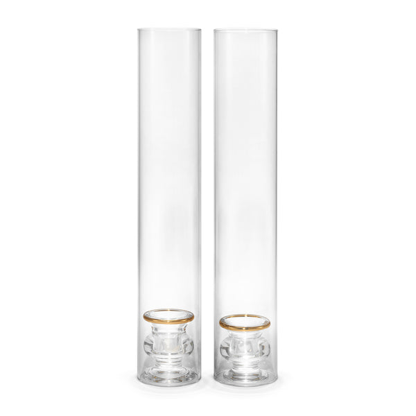 Load image into Gallery viewer, AERIN Sancia Taper Holder with Sleeve, Gold Rim, Set of 2
