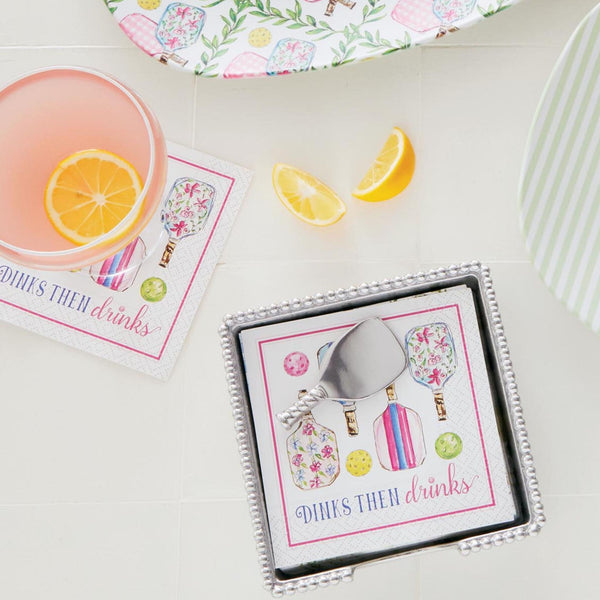 Load image into Gallery viewer, Mariposa Pickleball Drinks (1900) Beaded Napkin Box Set
