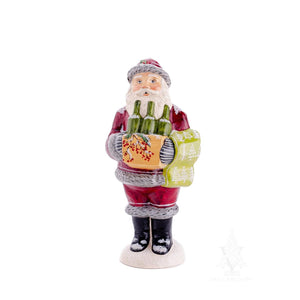 Vaillancourt Folk Art - Burgundy Wine Santa - Chalkware Figurine