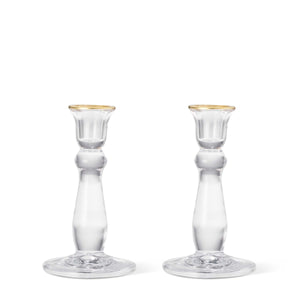 AERIN Sancia Tall Taper Candleholders, Gold Rim, Set of 2