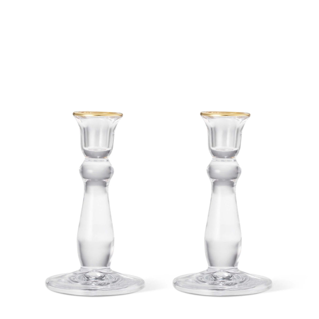 AERIN Sancia Tall Taper Candleholders, Gold Rim, Set of 2