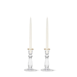 AERIN Sancia Tall Taper Candleholders, Gold Rim, Set of 2