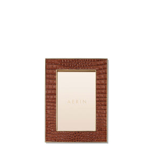 AERIN Classic Croc Leather Frame, Chestnut, 4x6