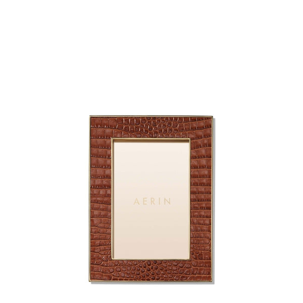 Load image into Gallery viewer, AERIN Classic Croc Leather Frame, Chestnut, 4x6
