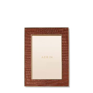 AERIN Classic Croc Leather Frame, Chestnut, 5x7