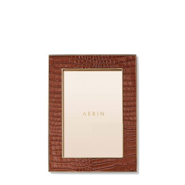 Load image into Gallery viewer, AERIN Classic Croc Leather Frame, Chestnut, 5x7
