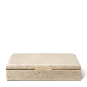 AERIN Classic Croc Leather Desk Box, Fawn