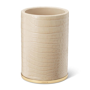 AERIN Classic Croc Leather Pencil Cup, Fawn