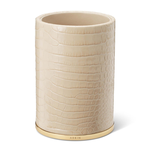 Load image into Gallery viewer, AERIN Classic Croc Leather Pencil Cup, Fawn

