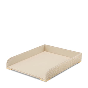 AERIN Classic Croc Leather Paper Tray, Fawn