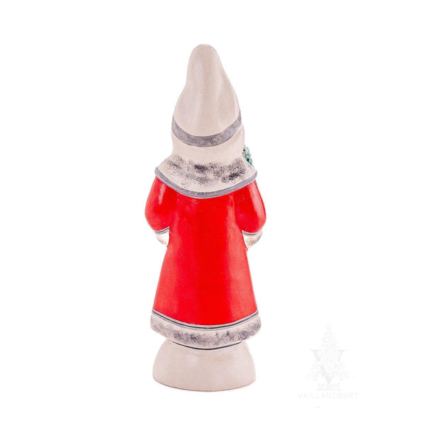 Load image into Gallery viewer, Vaillancourt Folk Art - Red Santa With Woven Basket of Trees - Chalkware Figurine

