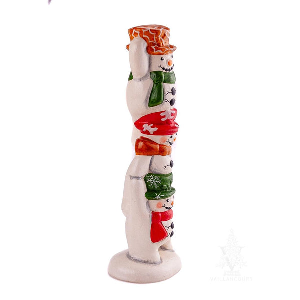 Load image into Gallery viewer, Vaillancourt Folk Art - Stacked Snowmen with Festive Hats - Chalkware Figurine
