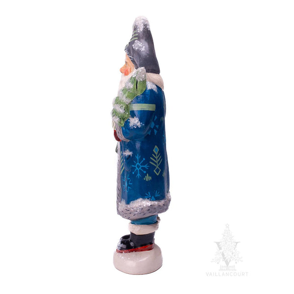 Load image into Gallery viewer, Vaillancourt Folk Art - Blue Santa with Tree - Chalkware Figurine
