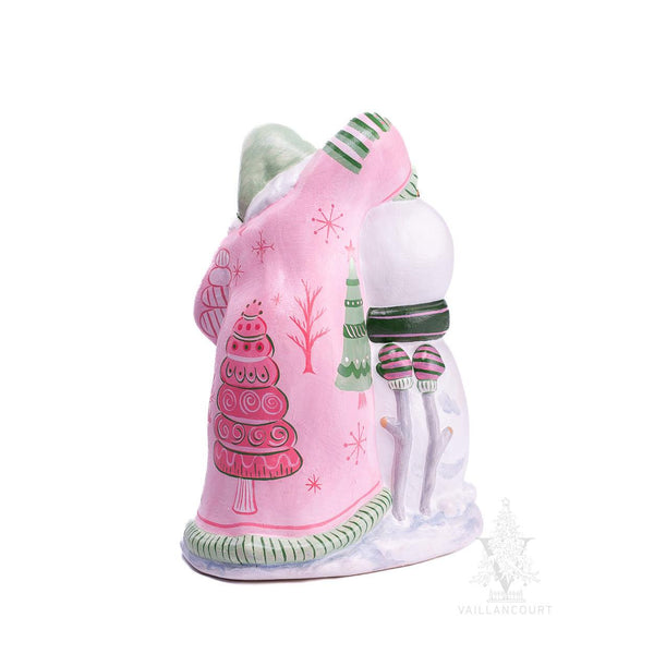 Load image into Gallery viewer, Vaillancourt Folk Art - Santa Building Snowman - Chalkware Figurine
