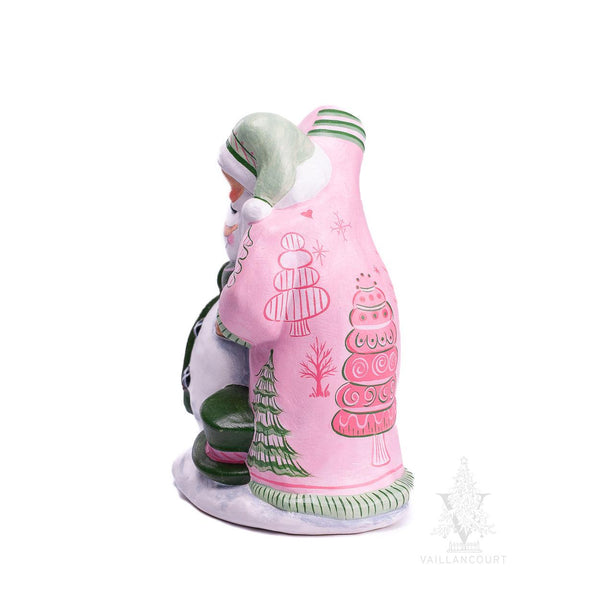 Load image into Gallery viewer, Vaillancourt Folk Art - Santa Building Snowman - Chalkware Figurine
