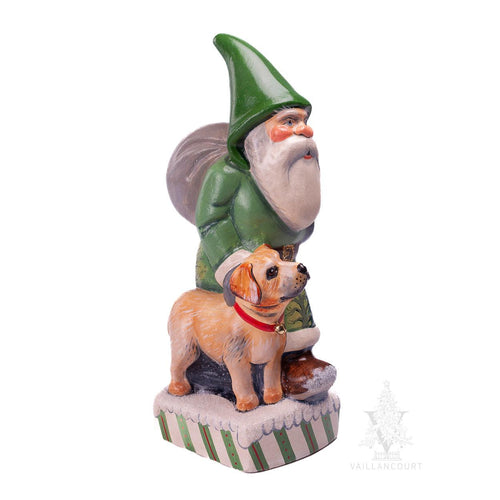 Vaillancourt Folk Art - Yellow Lab Santa - Chalkware Figurine