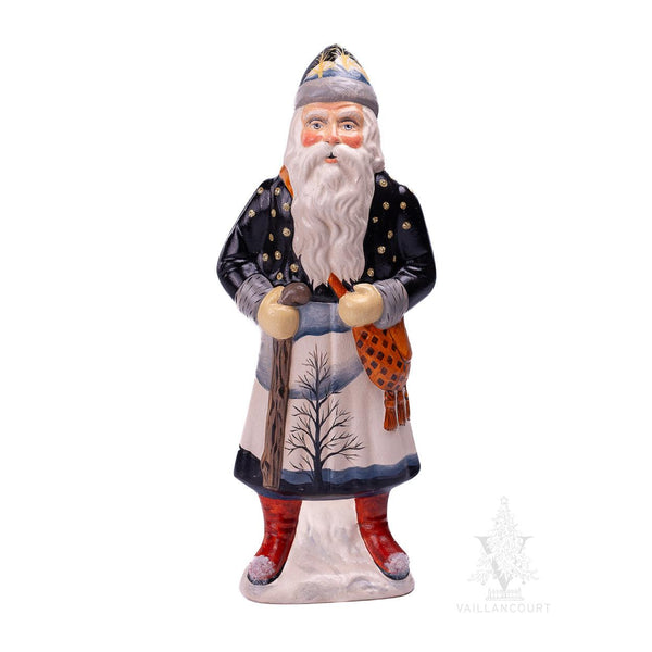 Load image into Gallery viewer, Vaillancourt Folk Art - Father Christmas on Winter’s Night Hike - Chalkware Figurine
