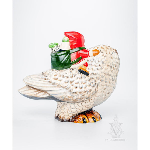 Load image into Gallery viewer, Vaillancourt Folk Art - Santa on Snowy Owl - Chalkware Figurine
