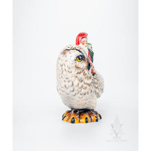 Vaillancourt Folk Art - Santa on Snowy Owl - Chalkware Figurine