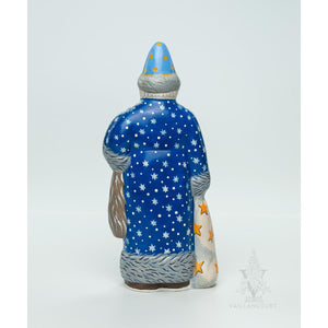 Vaillancourt Folk Art - Blue Star Coat Santa - Chalkware Figurine