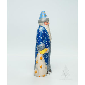 Vaillancourt Folk Art - Blue Star Coat Santa - Chalkware Figurine