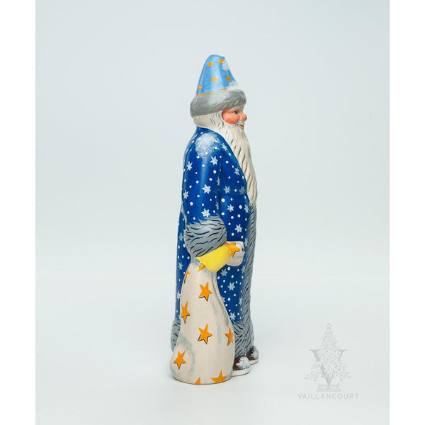Load image into Gallery viewer, Vaillancourt Folk Art - Blue Star Coat Santa - Chalkware Figurine
