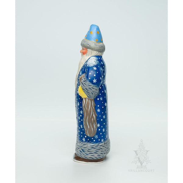 Load image into Gallery viewer, Vaillancourt Folk Art - Blue Star Coat Santa - Chalkware Figurine
