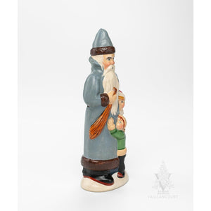 Vaillancourt Folk Art - Father Christmas with Two Children - Chalkware Figurine