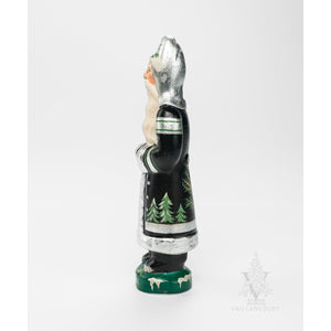 Vaillancourt Folk Art - Black and Silver Tree Santa - Chalkware Figurine