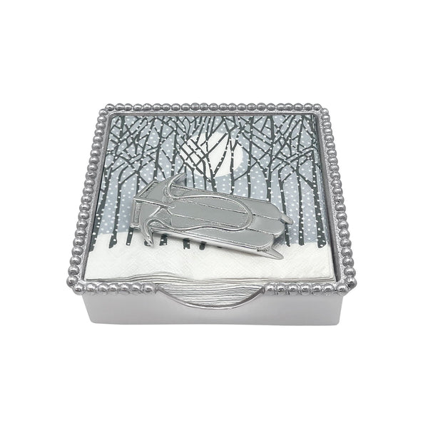 Load image into Gallery viewer, Mariposa Double Runner Sled (1960) Beaded Napkin Box Set
