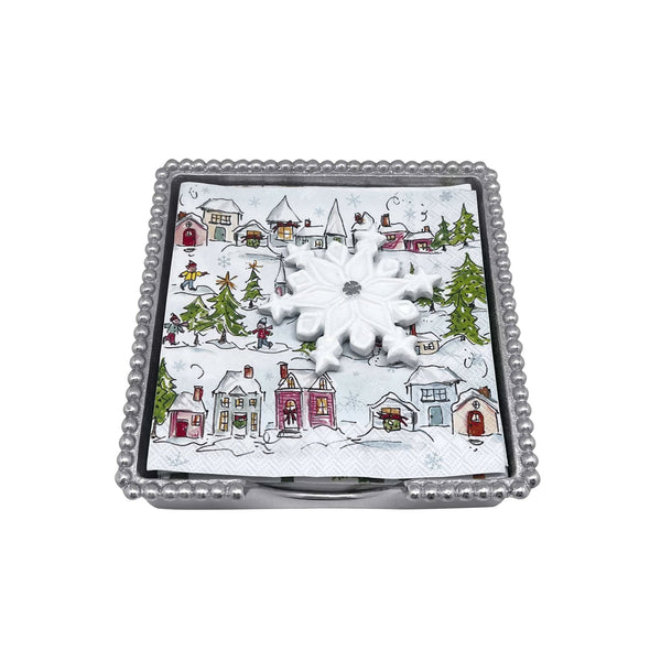 Load image into Gallery viewer, Mariposa White Snowflake (2974) Beaded Napkin Box Set
