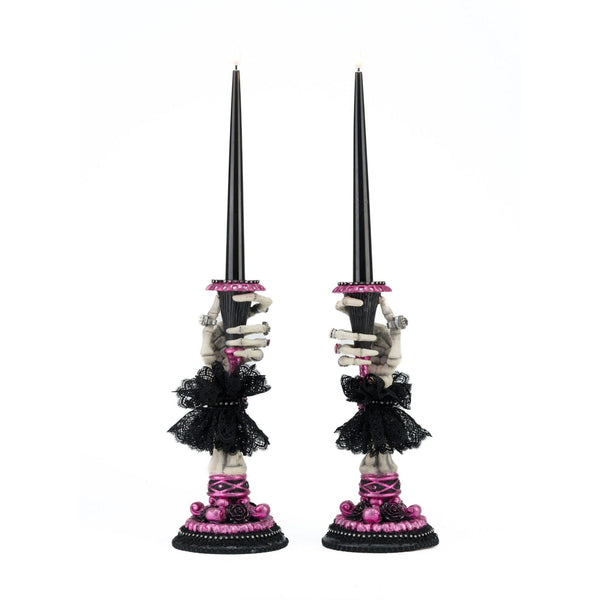 Load image into Gallery viewer, Katherine's Collection Skeleton Hand Candle Sticks Set of 2
