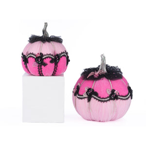 Katherine's Collection Pink Passion Floral Pumpkins Set of 2