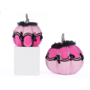 Katherine's Collection Pink Passion Floral Pumpkins Set of 2