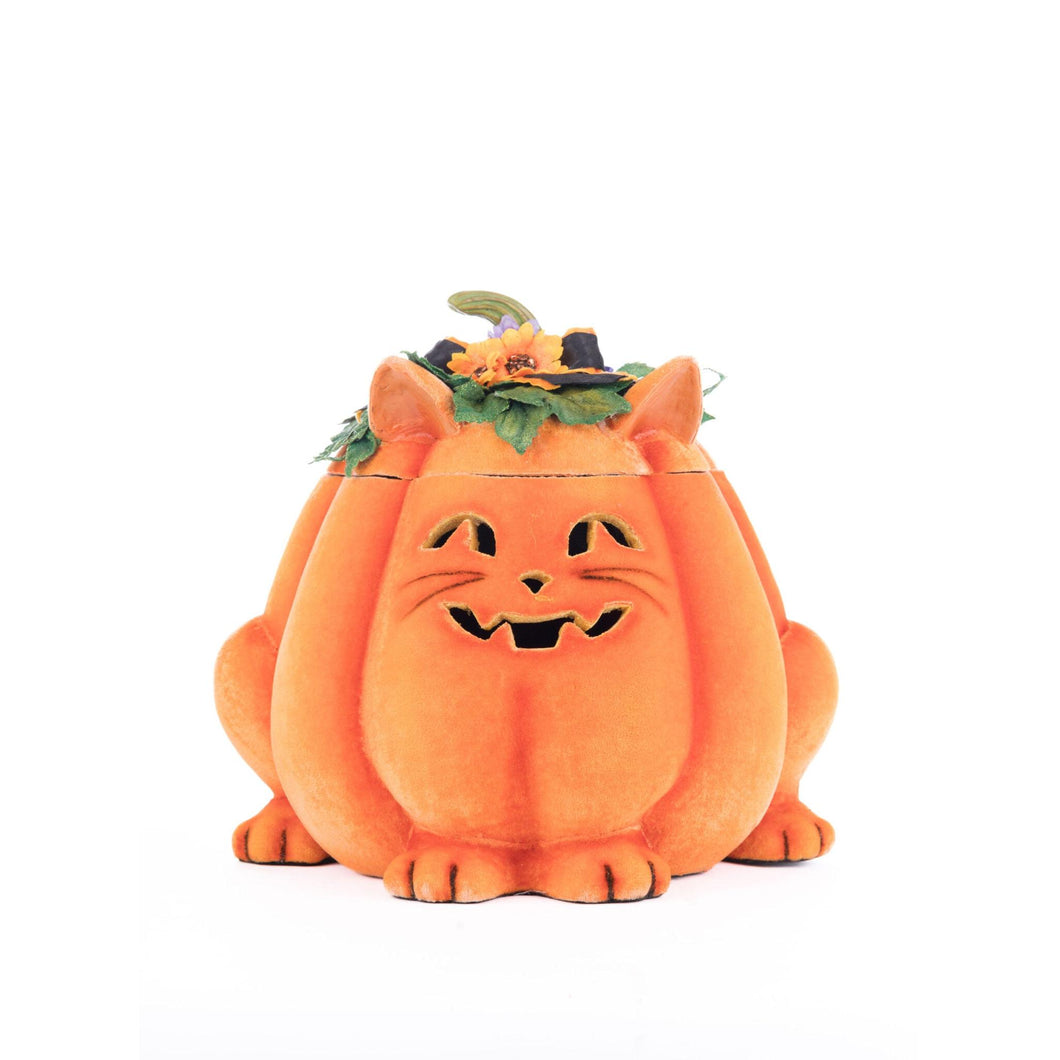 Katherine's Collection Jackie The Kitty Cat Pumpkin Candy Container